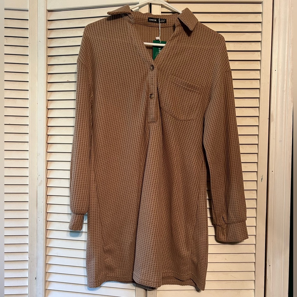 Waffle Long Sleeve Dress